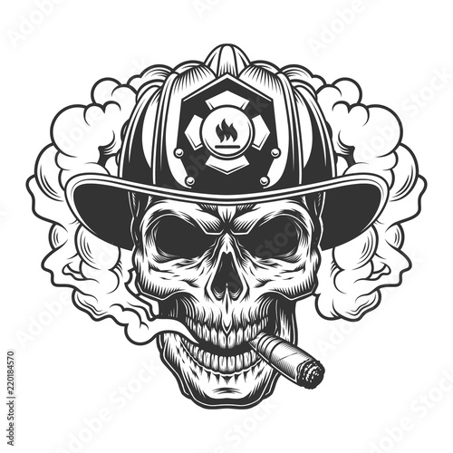 Skull in smoke cloud