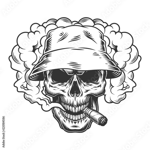 Skull in smoke cloud