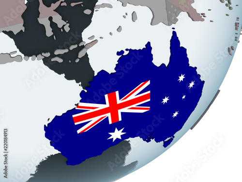 Australia with flag on globe