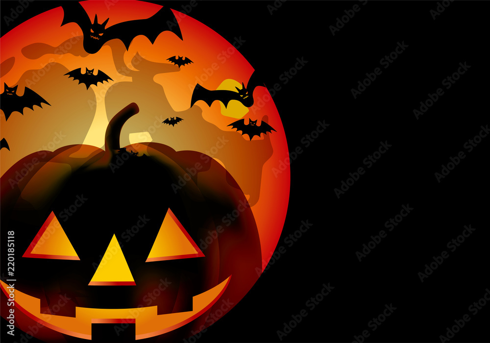 ハロウィーン用イラスト 満月とオバケカボチャのシルエット ハロウィン Halloween Stock Vector Adobe Stock