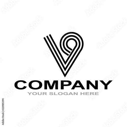 logo custome v and number 9 look modern line