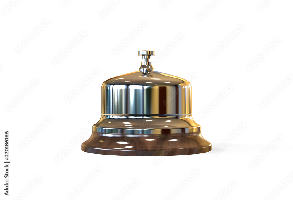 Silver reception bell on isolated white background, 3d illustration Silver reception bell on isolated white background, 3d illustration