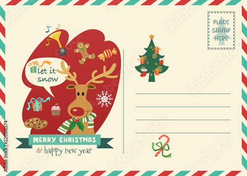 Christmas postage style greeting card.