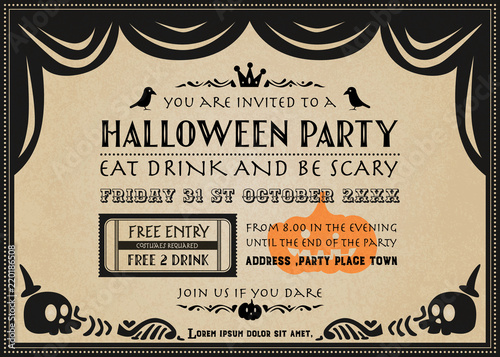 Halloween vector party invitation gothic style.