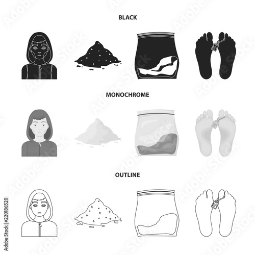 Addict, cocaine, marijuana, corpse.Drug set collection icons in black,monochrome,outline style vector symbol stock illustration web.
