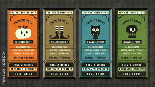 Halloween invitation collection retro style collection.