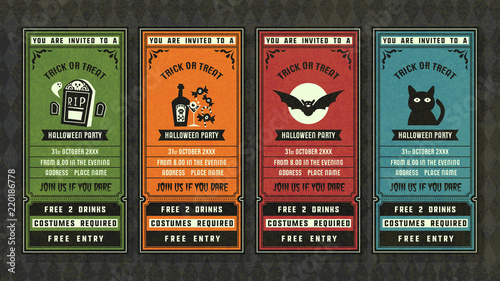 Halloween invitation collection retro style collection.