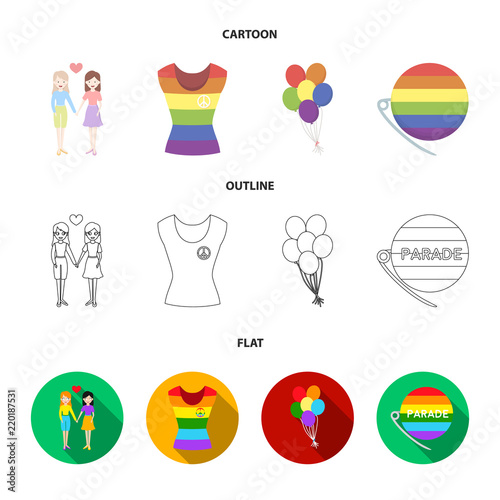 Lesbians, dress, balls, gay parade. Gay set collection icons in cartoon,outline,flat style vector symbol stock illustration web.