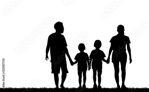silhouette of family on white background