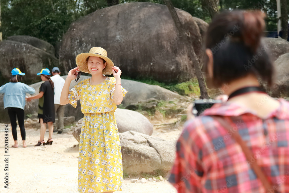woman traveling to Hon Trong Mai in Vietnam woman traveling to Hon Trong Mai in Vietnam