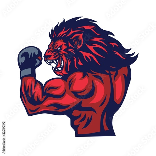 Lion Fighter Mascot Vector Character Design