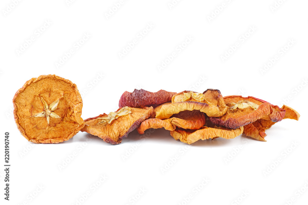 Dried apple slices isolated on white background. Dried apple slices isolated on white background.