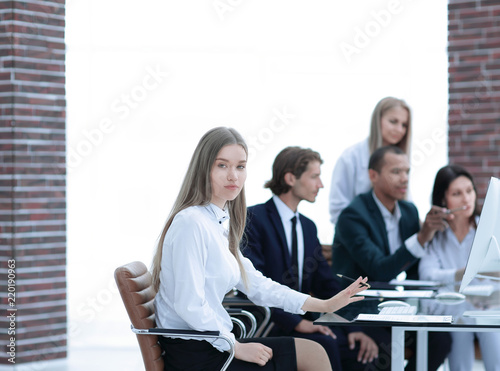 business team discussing with Manager work issues