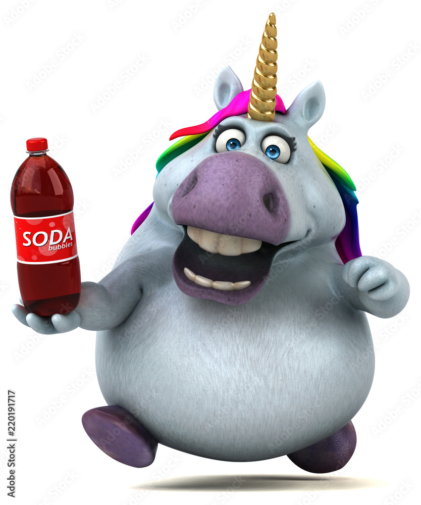 Naklejka premium Fun unicorn - 3D Illustration