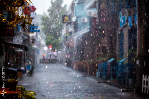 Raining in Yangshuo west street China