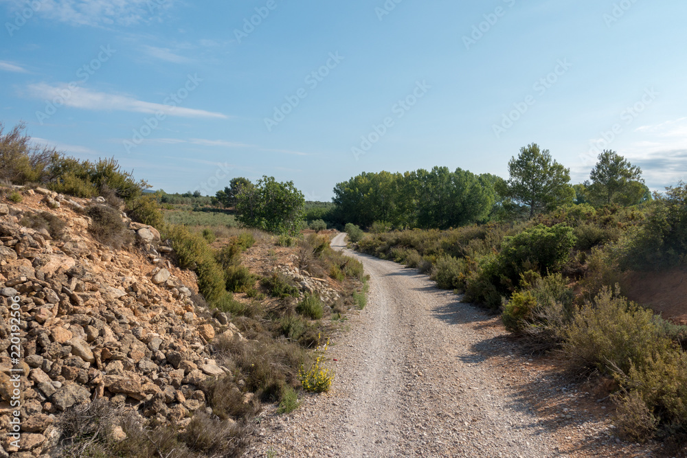 The road of the via augusta under the blue sky, castellon