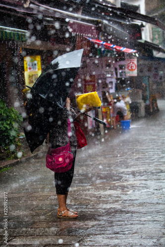Walking in the rain in Yangshuo China