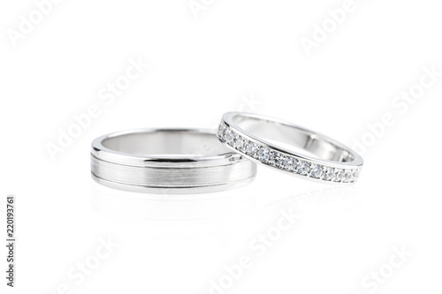 Silver wedding rings isolated on white