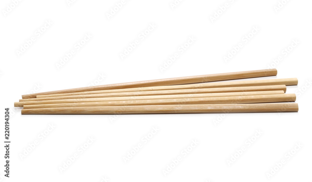 Asian wooden chopsticks isolated on white background