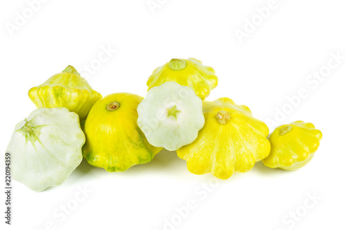 Fresh raw star-shaped marrows uisolated on white background photo