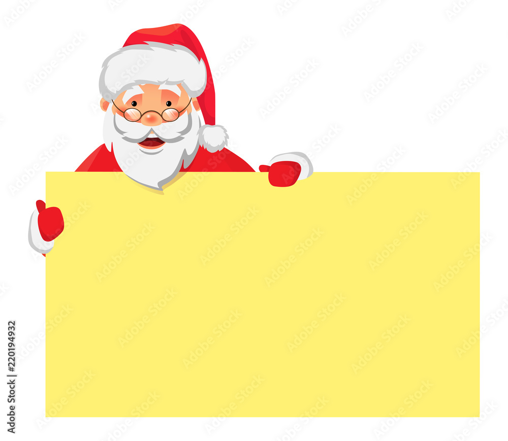 Santa Claus holding banner Santa Claus holding banner