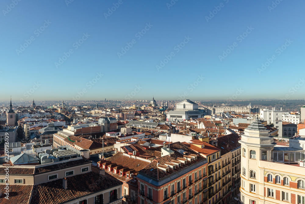 Obraz premium Panoramic view of Madrid from Callao Square, Spain