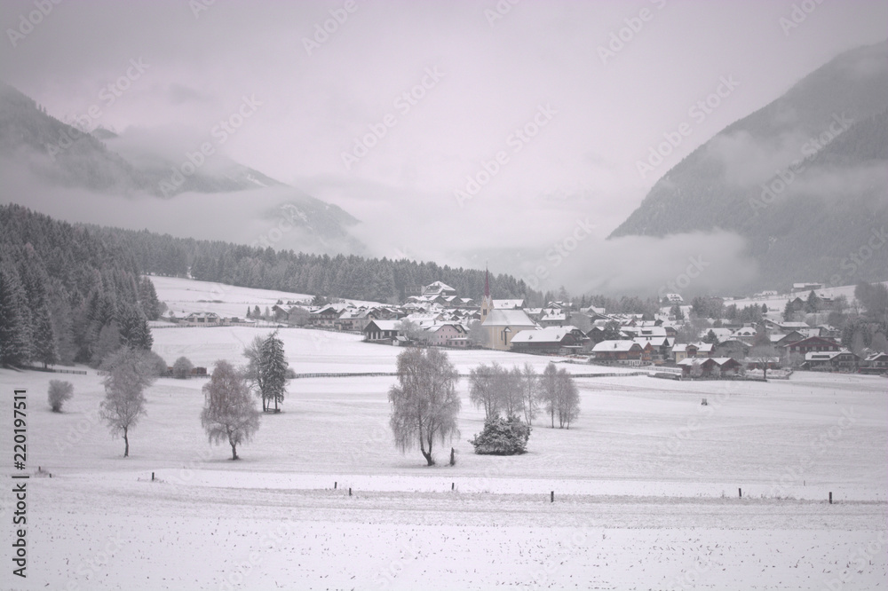 a big snowfall on a small mountain village a big snowfall on a small mountain village