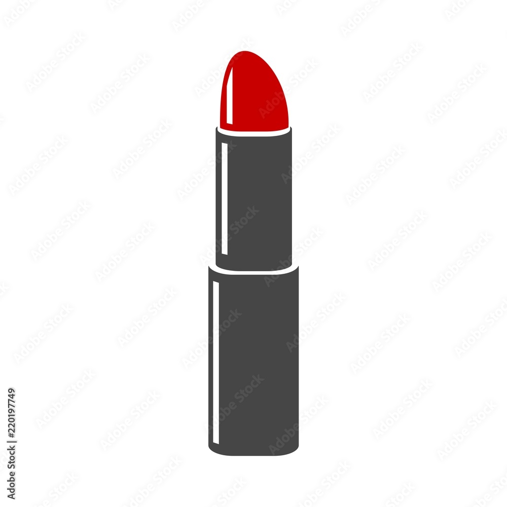Red lipstick icon on white background