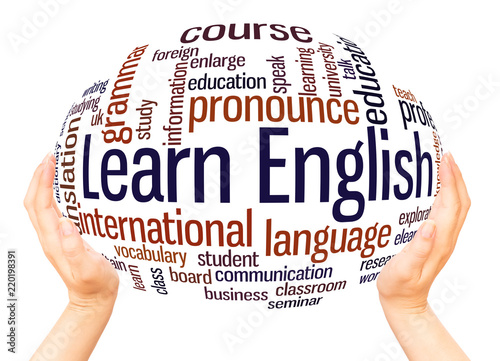 Learn English word cloud sphere concept