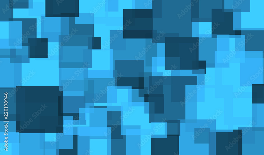 Abstraktes Muster mit vielen blauen Quadraten