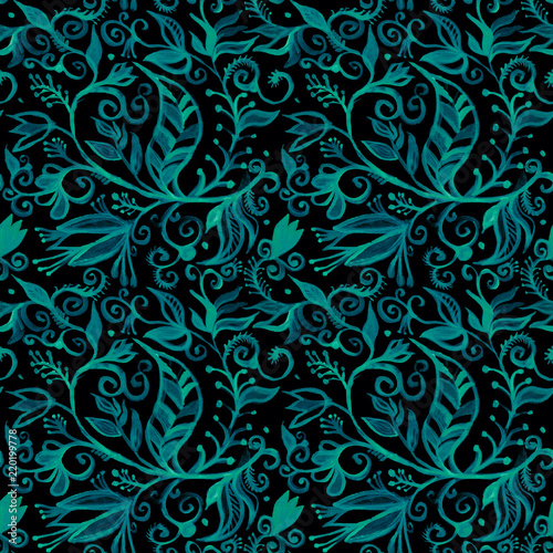 Watercolor seamless floral pattern borders. drawing painting background . Backdrop, background, fabric, Wallpaper. Summer abbstract flowers
