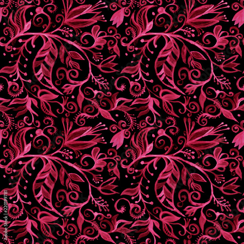 Watercolor seamless floral pattern borders. drawing painting background . Backdrop, background, fabric, Wallpaper. Summer abbstract flowers