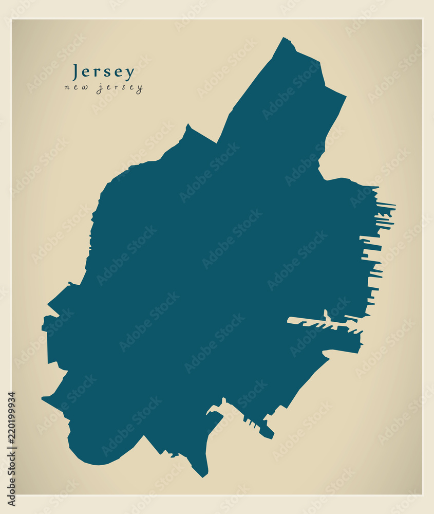 Modern City Map - Jersey New Jersey city of the USA