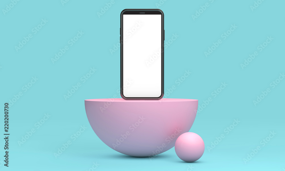 Modern frameless smartphone blank screen template. abstract background. 3D Rendering Modern frameless smartphone blank screen template. abstract background. 3D Rendering