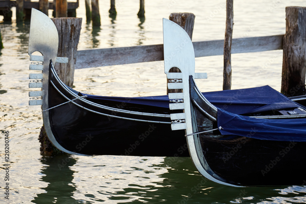 Two gondolas in Grand Canal in Venice, Italy