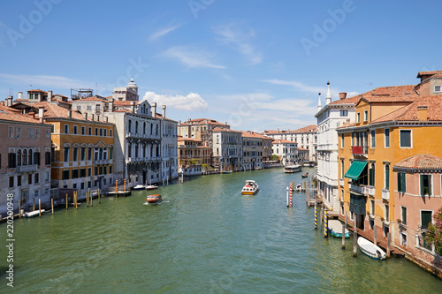 Grand Canal in Venice, clear blue sky in summer in Italy
