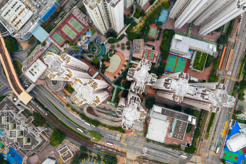 Aerial view of Hong Kong real estate