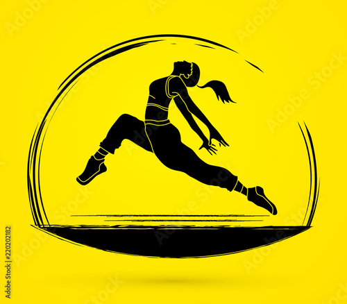 Street dance, B boys dance, Hip Hop Dancing Exercise Yoga action graphic vector
