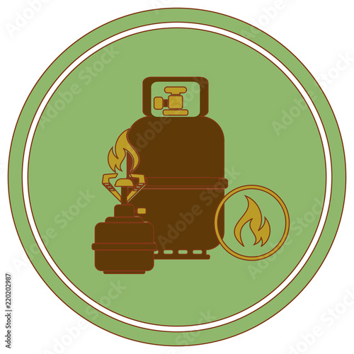 Camping stove with gas bottle icon