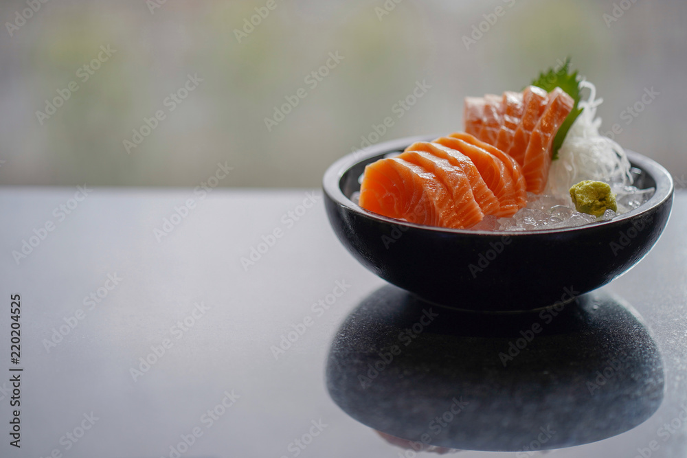 Sashimi salmon set, raw fish, japanese food, Selective focus Sashimi salmon set, raw fish, japanese food, Selective focus