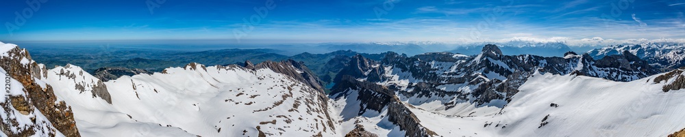 Switzerland, Santis, panoramic view on alps
