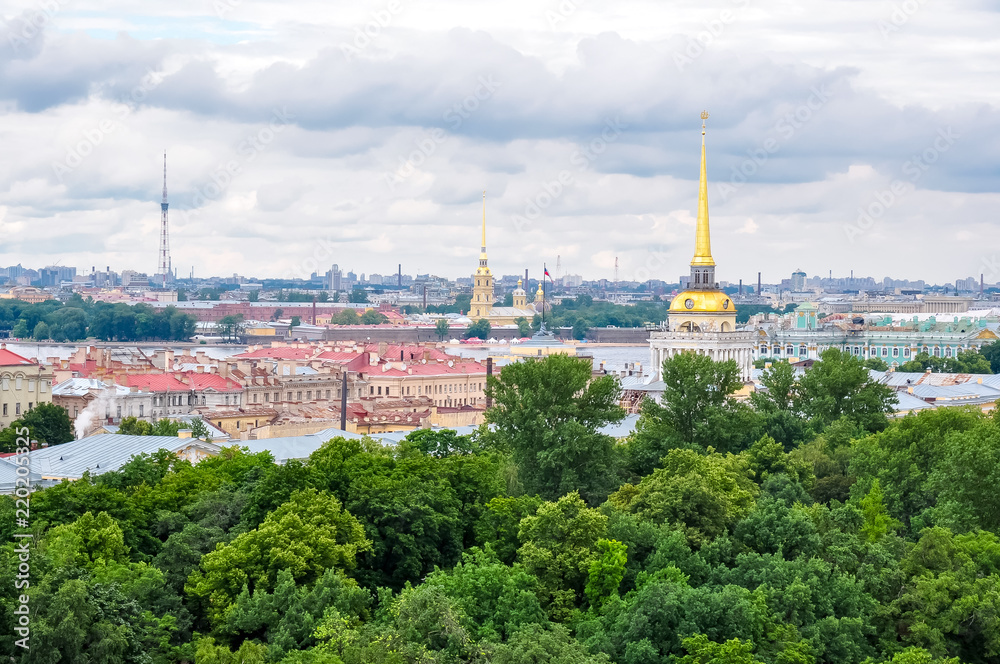 Saint Petersburg skyline from St. Isaac's Cathedral top, Russia