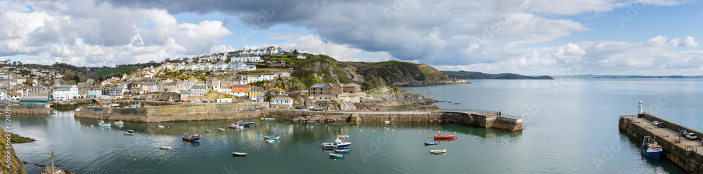 Mevagissey Harbour panoramic, Cornwall