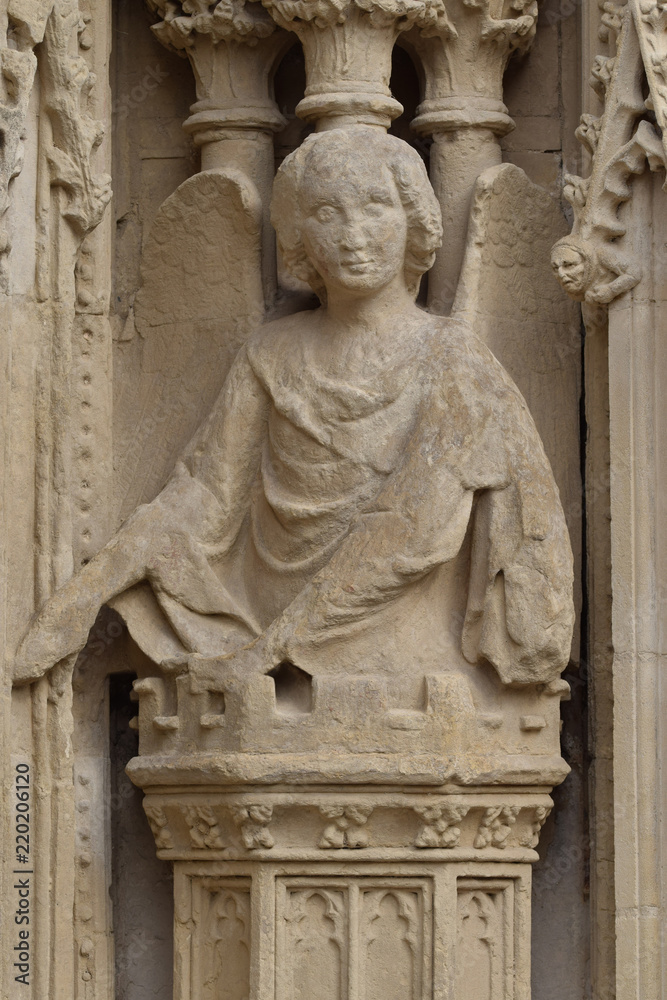 Weathered angel Exeter Cathedral