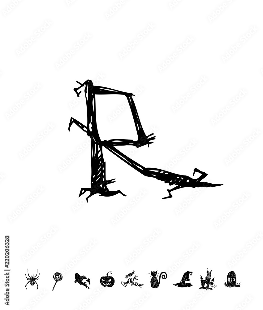 Fototapeta premium 할로윈 포스터 / 손으로 그린 할로윈 그림