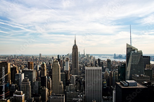 Aerial view of New York City at sunset