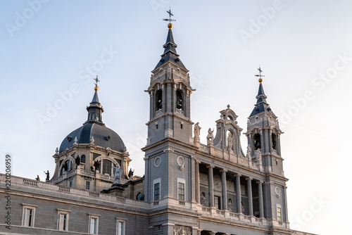 Almudena Cathedral of Madrid. Low angle view