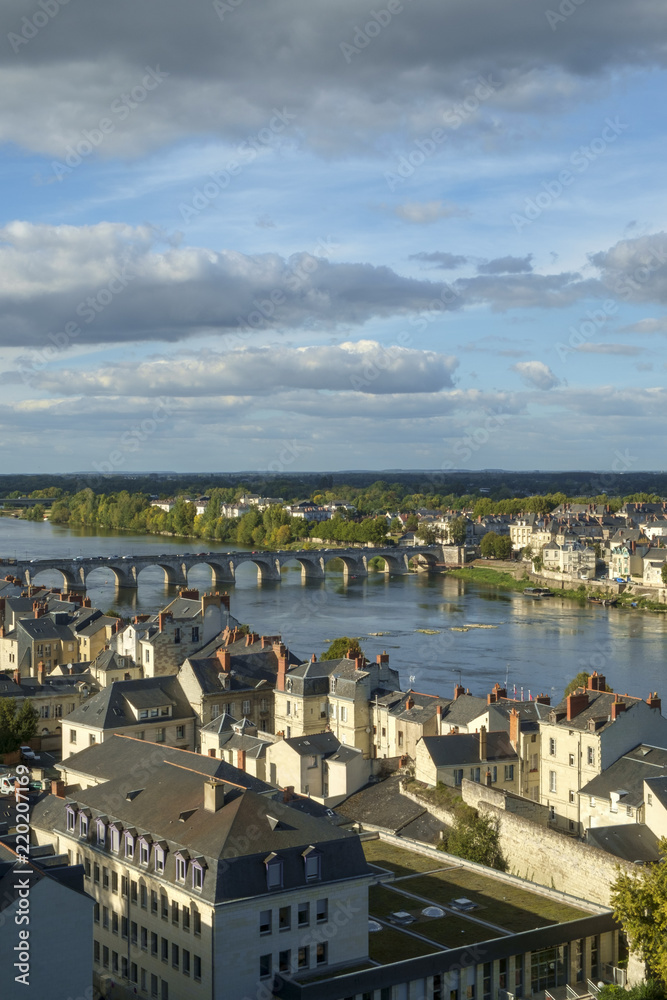 Φωτογραφία Rooftops view over the city and River Loire in Saumur, Maine et Loire, France