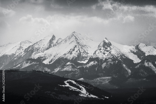 Fototapeta Naklejka Na Ścianę i Meble -  Storm clouds over the Tatra mountains from Czarna Gora, Malopolskie, Poland