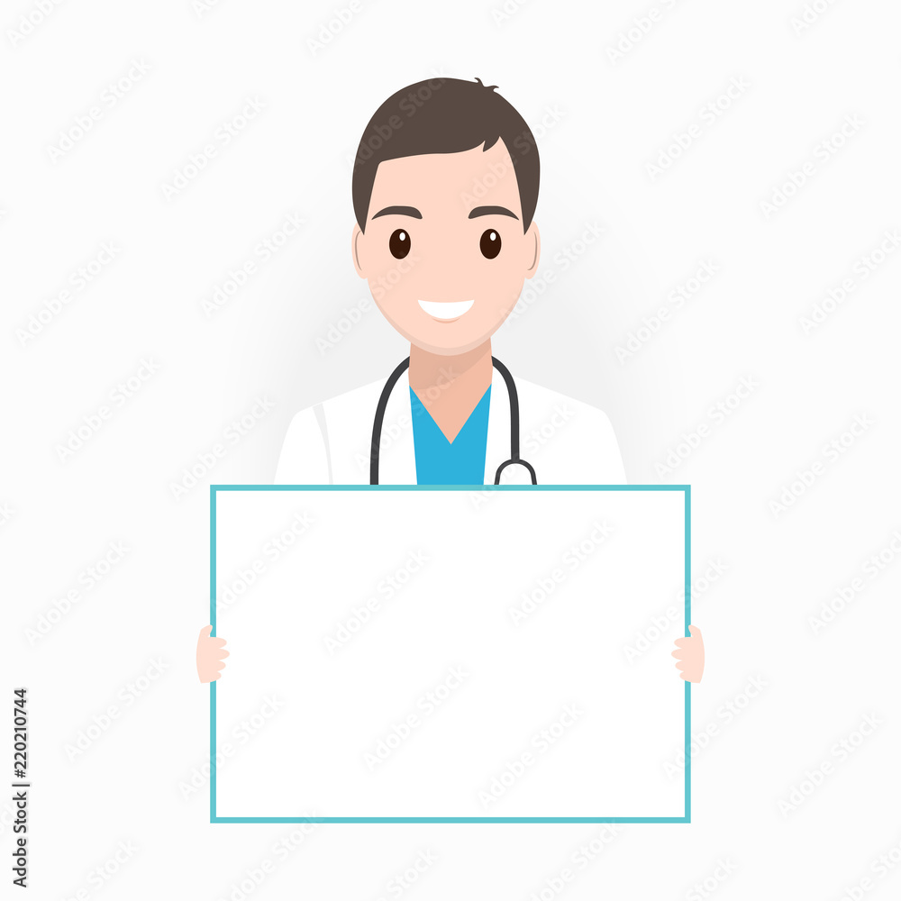 Doctor with billboard adn medical presentation icon illustration Doctor with billboard adn medical presentation icon illustration